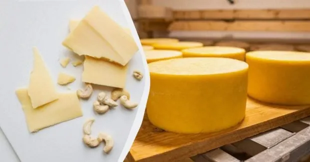 Домашній твердий сир, приготований за простим рецептом, з красивою текстурою та апетитним виглядом, ідеальний для сніданків та закусок.