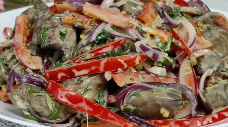 салат з курячої печінки — крок 6, покроковий рецепт